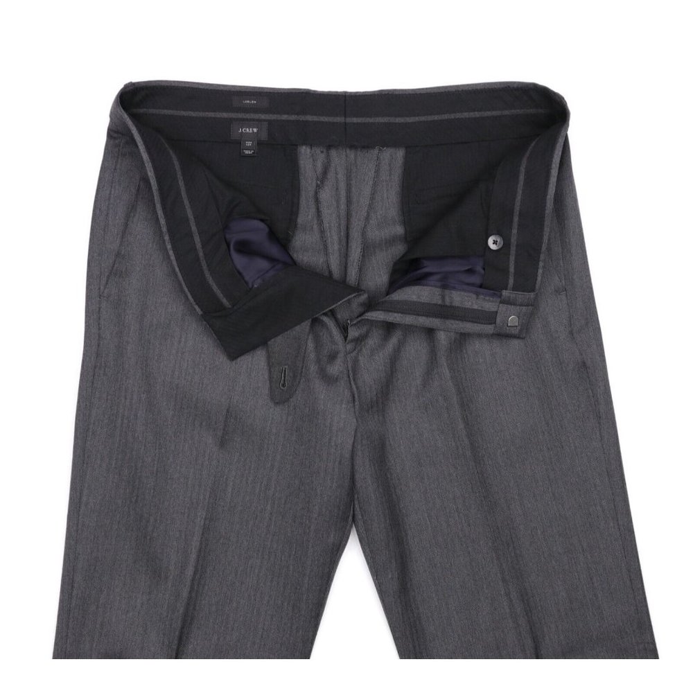 J Crew Ludlow Tollegno 1900 Wool Suit 40L Gray Herringbone 35 X 33 Flat Front - Picture 14 of 14